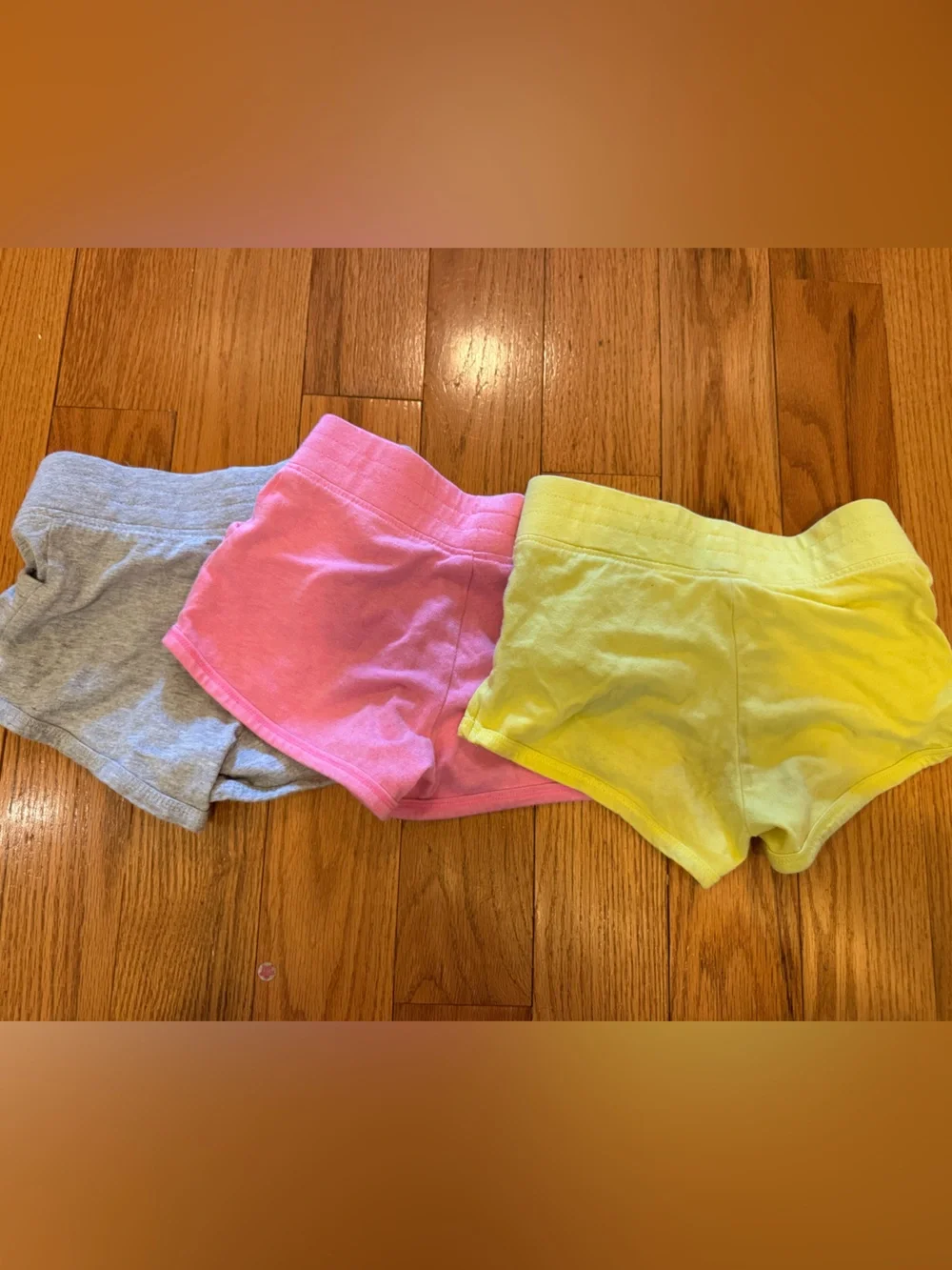 Girls' Cotton Knit Shorts - Gray, Pink & Yellow